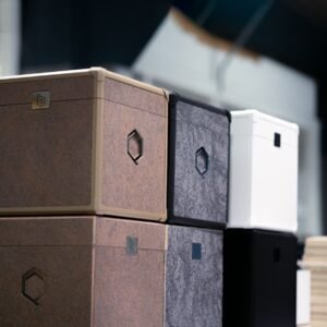 Fabric storage organizer boxes for clothes and wardrobe