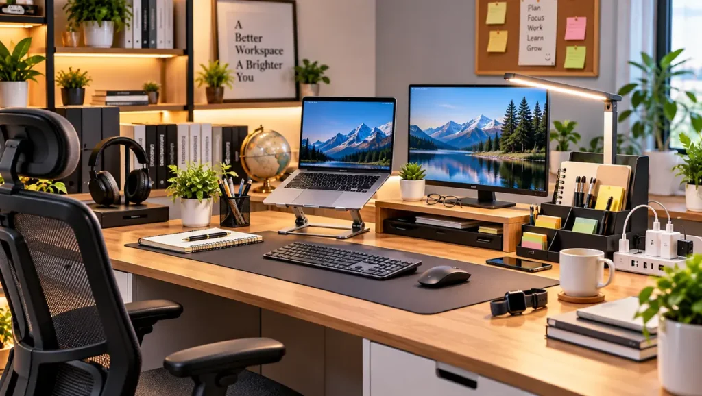 Office and study accessories for a productive workspace